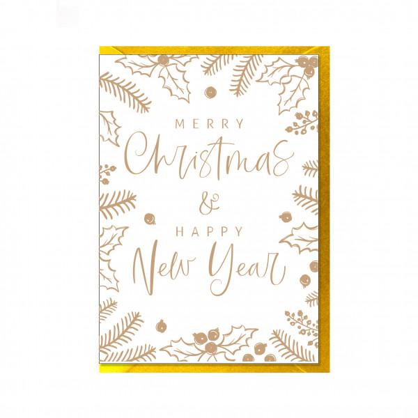 Faltkarte hoch, MERRY CHRISTMAS & HAPPY NEW YEAR (MEET ME UNDER THE MISTLETOE)