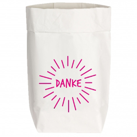 PaperBags Small weiss, DANKE, neon pink