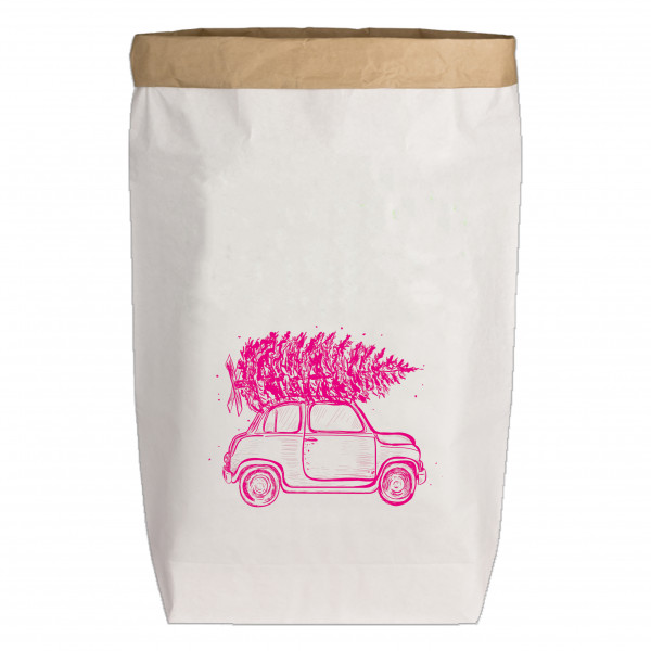 Paperbags Large weiss, RASENDER BAUM, neon pink