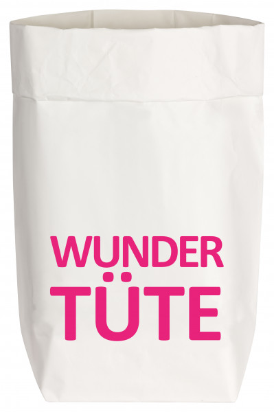 Paperbags Small weiss, WUNDERTÜTE, neon pink